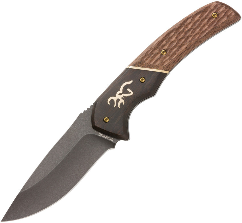 Browning Large Hunter Brown Wood 440C Stainless Skinner Fixed Blade Knife 0397B