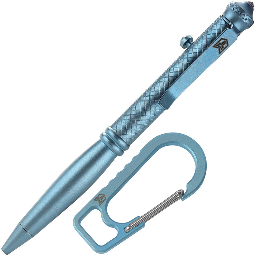 Bestechman Scribe Blue Titanium Bolt Action Writing Pen w/ Carabiner & Case M17B