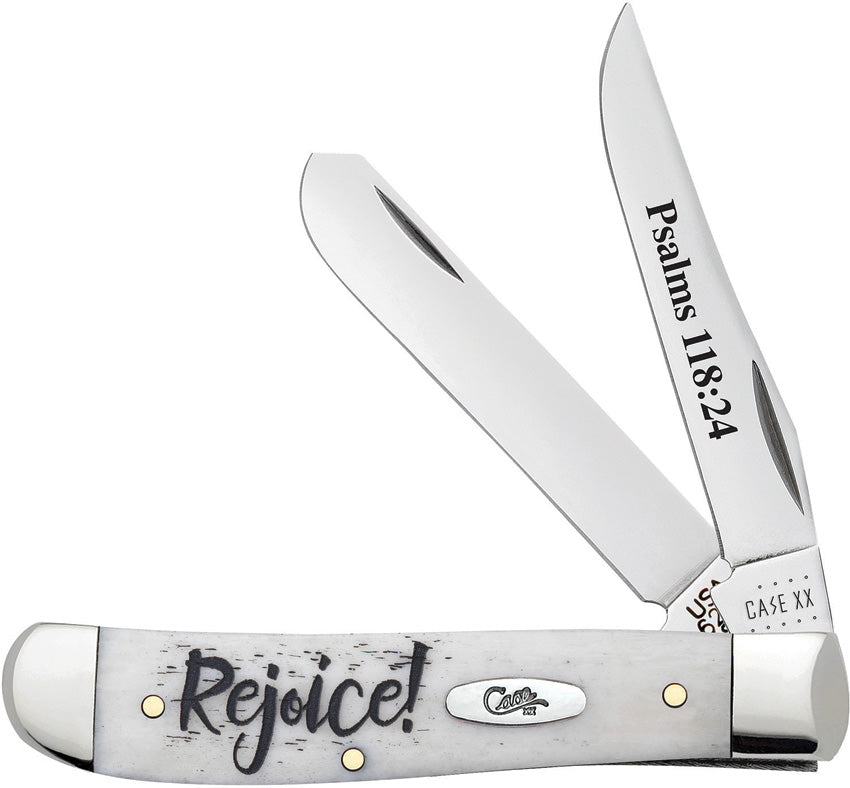 Case Cutlery Rejoice Trapper Bone Handle Stainless Clip & Pen Point Knife 60865