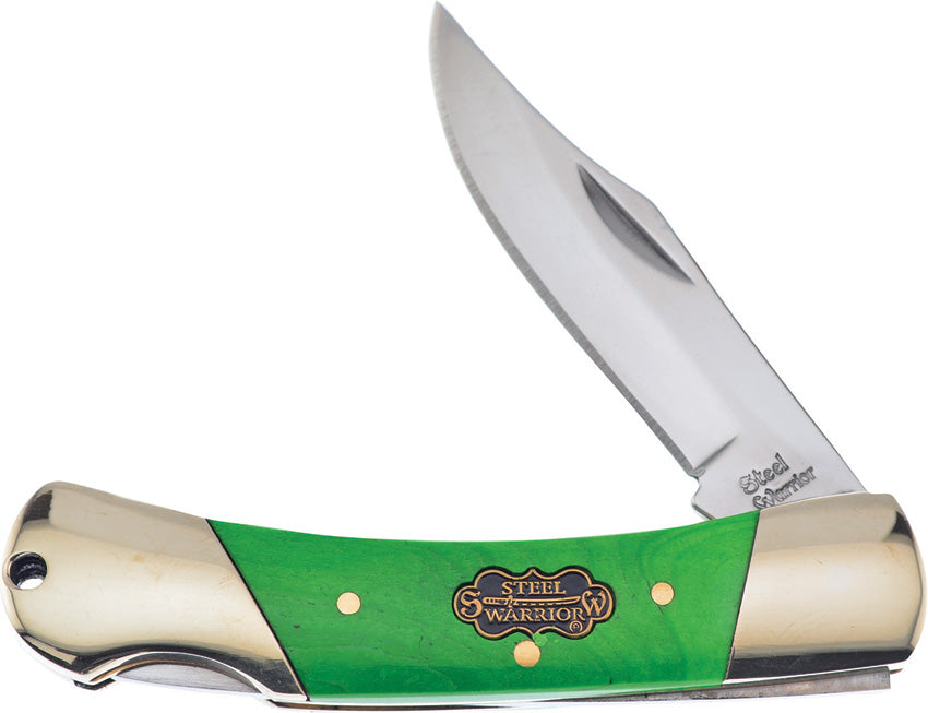 Frost Cutlery Creekside Warrior Green Bone Handle Stainless Pocket Knife 361GSB