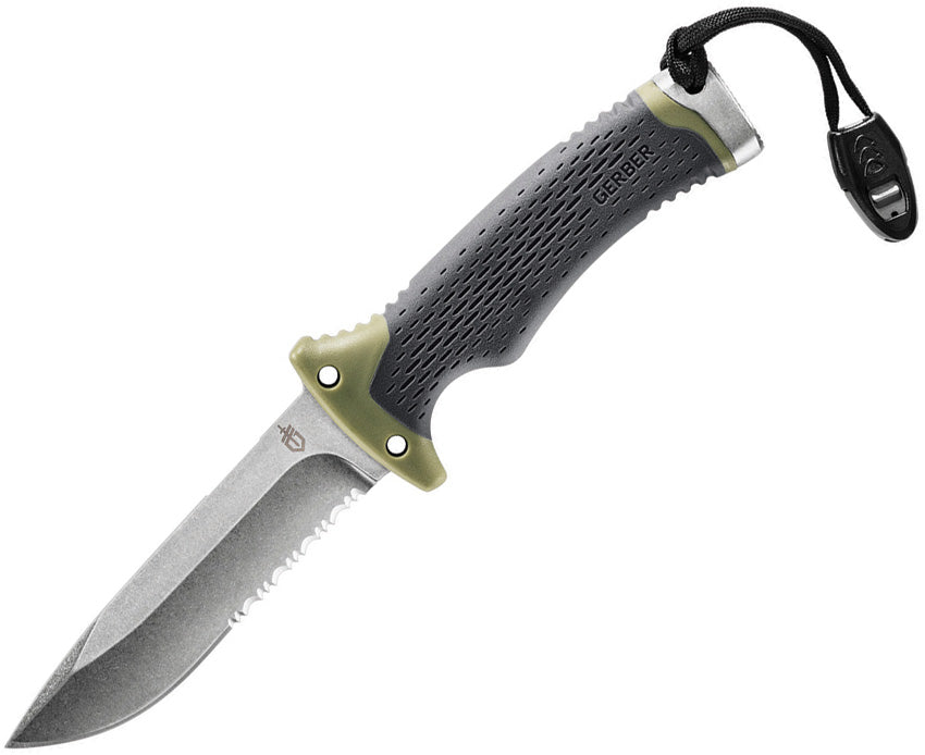 Gerber Ultimate Fixed Blade Knife Green/Black Nylon Stainless Drop Point 1829