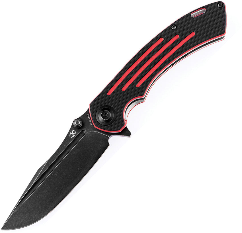 Kansept Knives Pretatout Pocket Knife Linerlock Black & Red Folding 154CM 1032A1