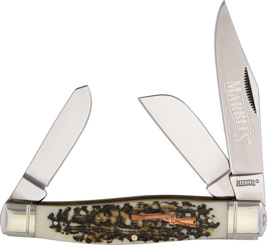 Marbles Large Stockman Imitation Stag Shotgun Shield Folding Pocket Knife 415