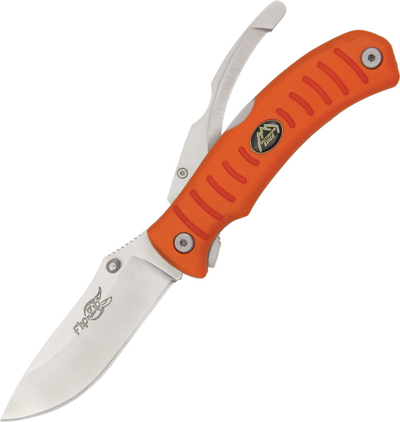 Outdoor Edge Orange Flip N Zip Drop Point Blade Folding Knife FZB20