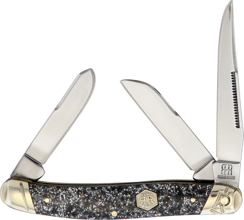 Rough Ryder Silver Sparkle Stockman Folding Pocket Knife 2010