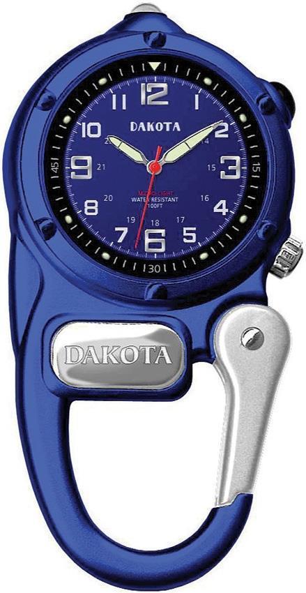 Dakota Mini Hiking Clip Microlight Blue Aluminum Stainless Water Resistant Watch 3808