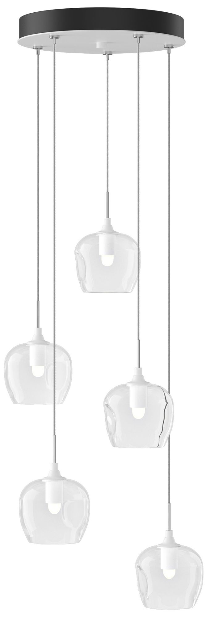 Ume 16.6" Wide 5-Light White Pendant With Clear Glass Shade