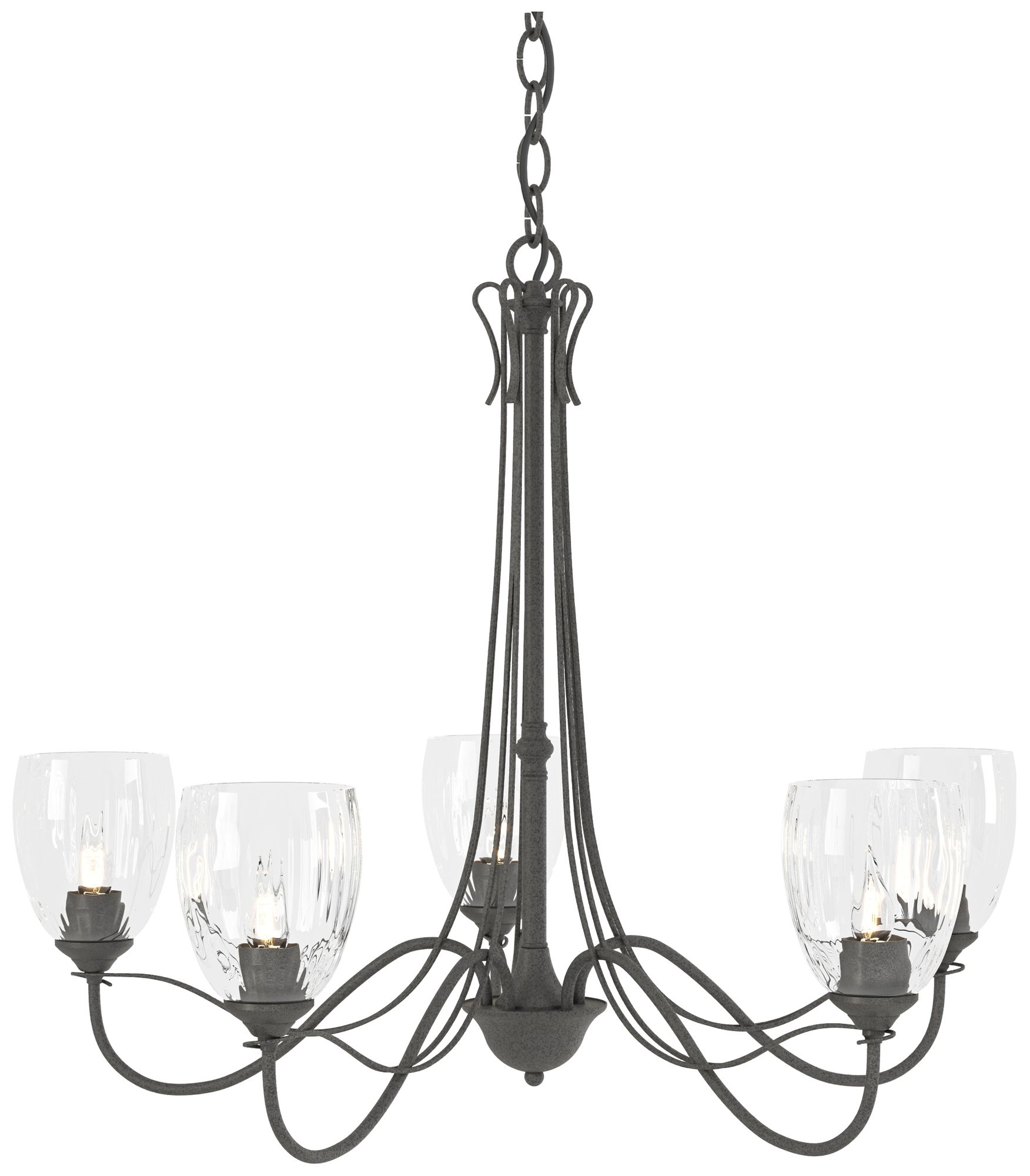 Trellis 28.1" Wide 5 Arm Natural Iron Chandelier With Water Glass