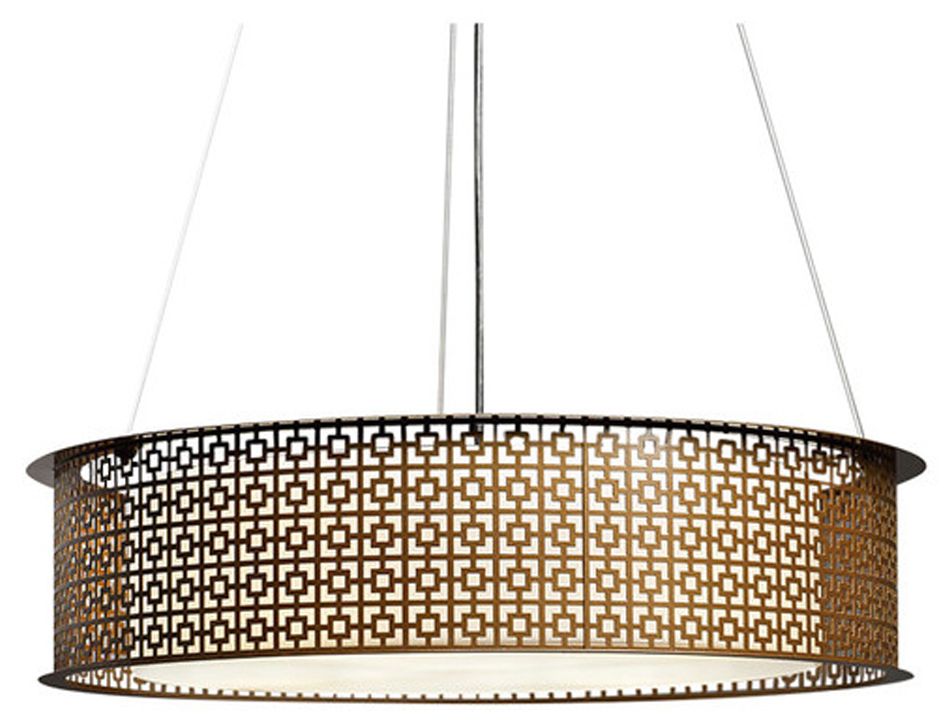 Clarus 24" Wide Chestnut and Opal Acrylic Pendant