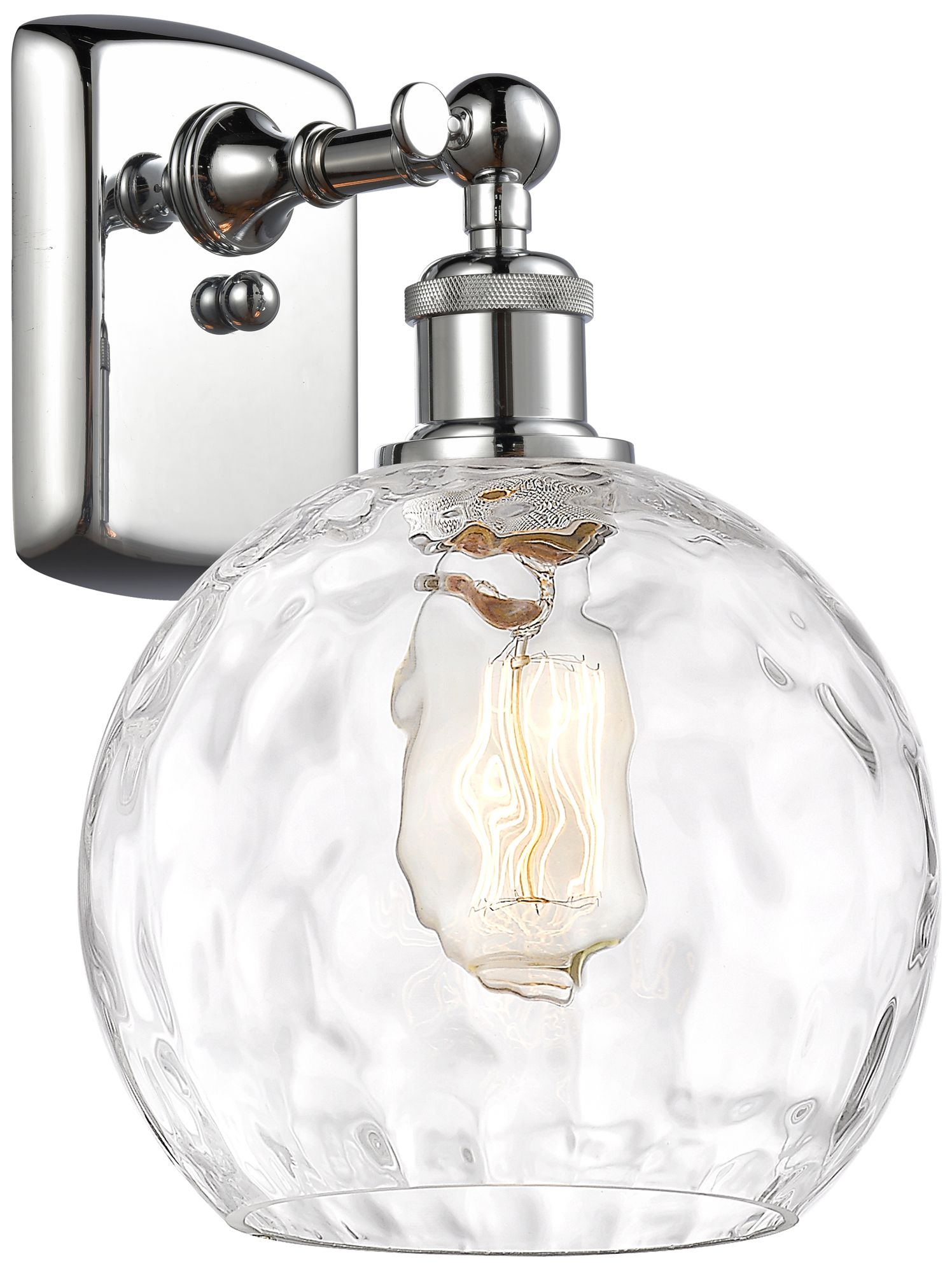 Athens Water Glass 8" Incandescent Sconce - Chrome Finish - Clear Shad