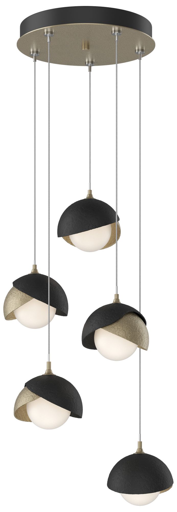 Brooklyn 16"W 5-Light Black Accented Soft Gold Long Double Shade Penda