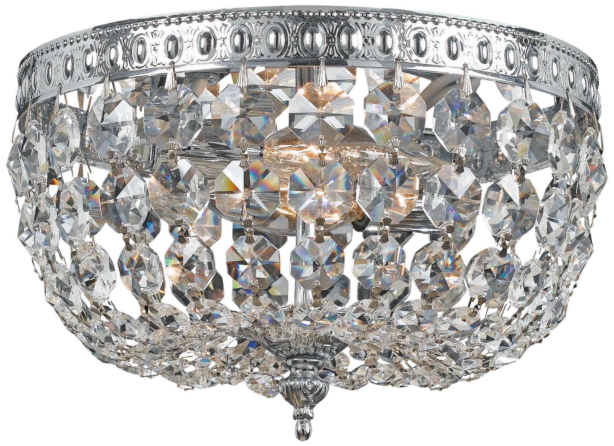 Crystorama Basket Crystal 10" Wide Chrome Ceiling Light