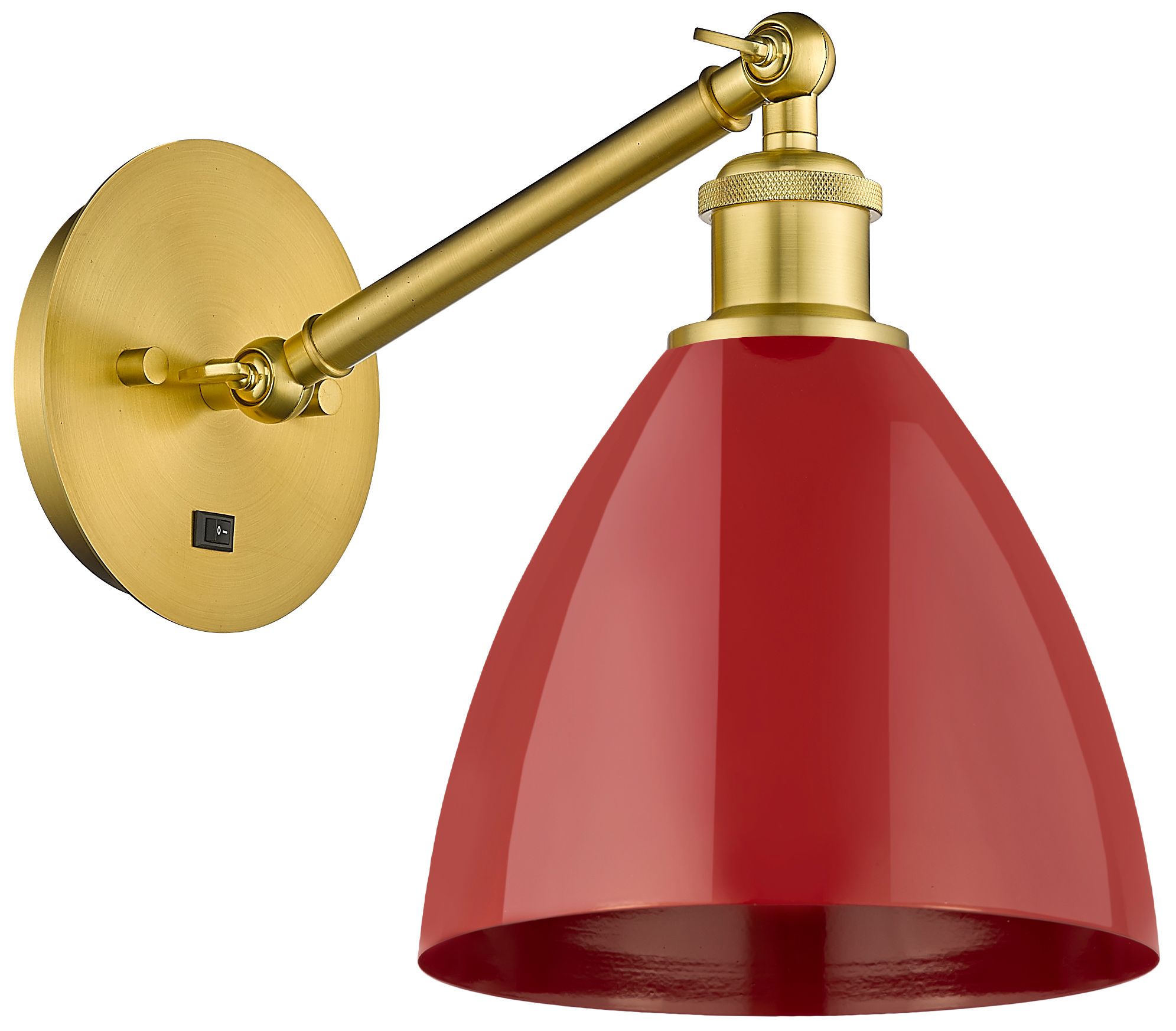 Ballston Plymouth Dome 13.25" High Brushed Nickel Sconce w/ Red Shade
