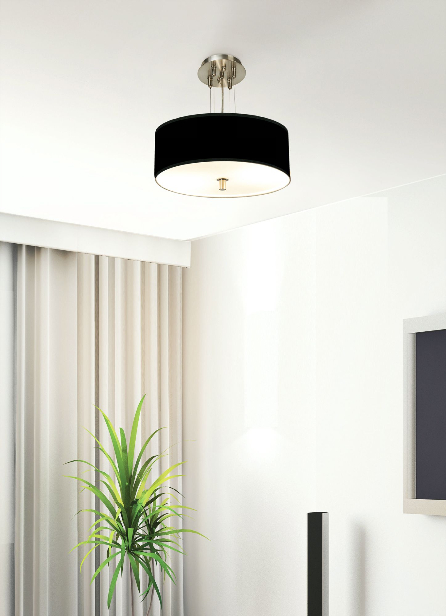 All Black Giclee 14" Wide Ceiling Light