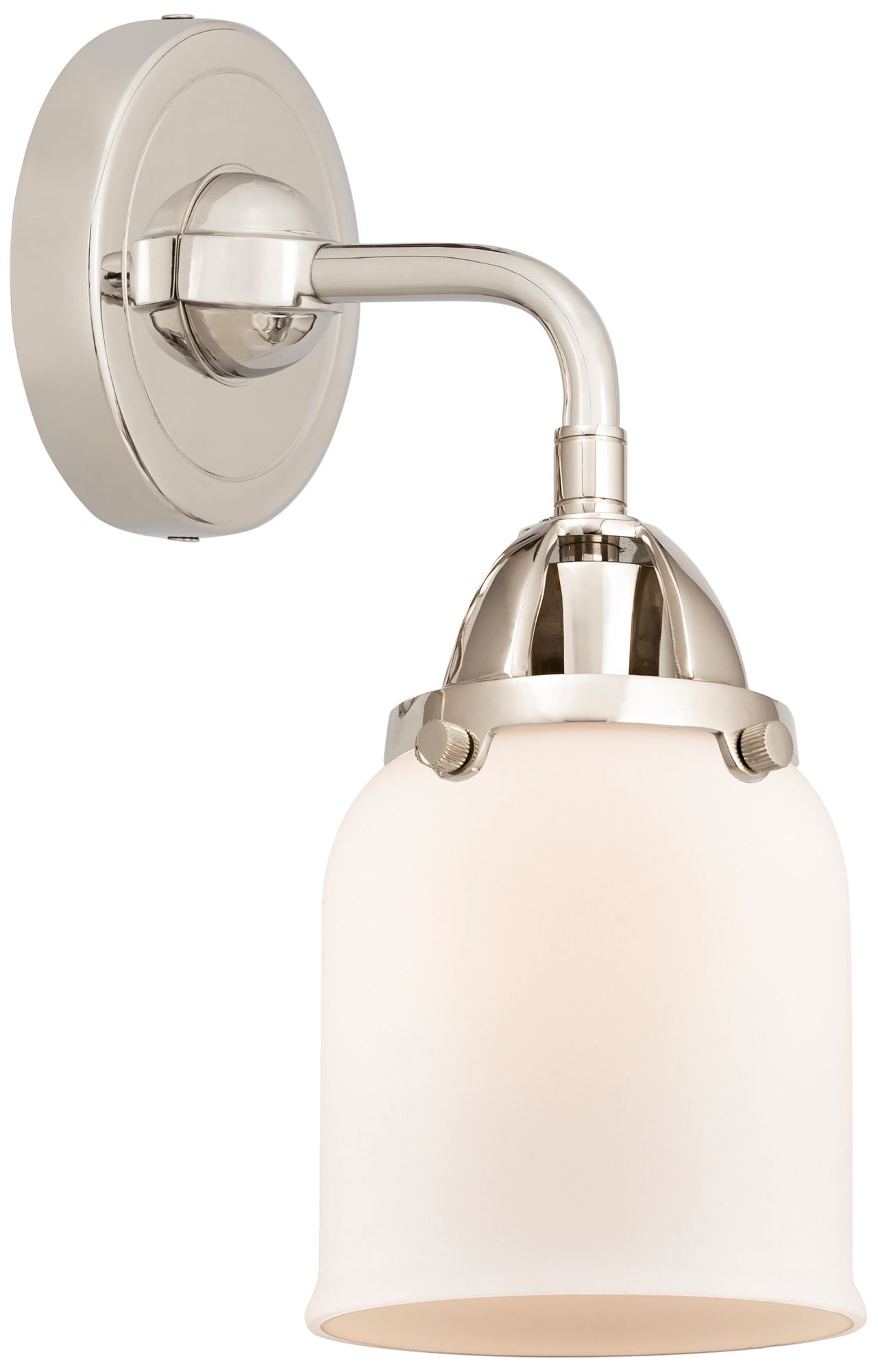 Nouveau 2 Bell 5" LED Sconce - Nickel Finish - Matte White Shade