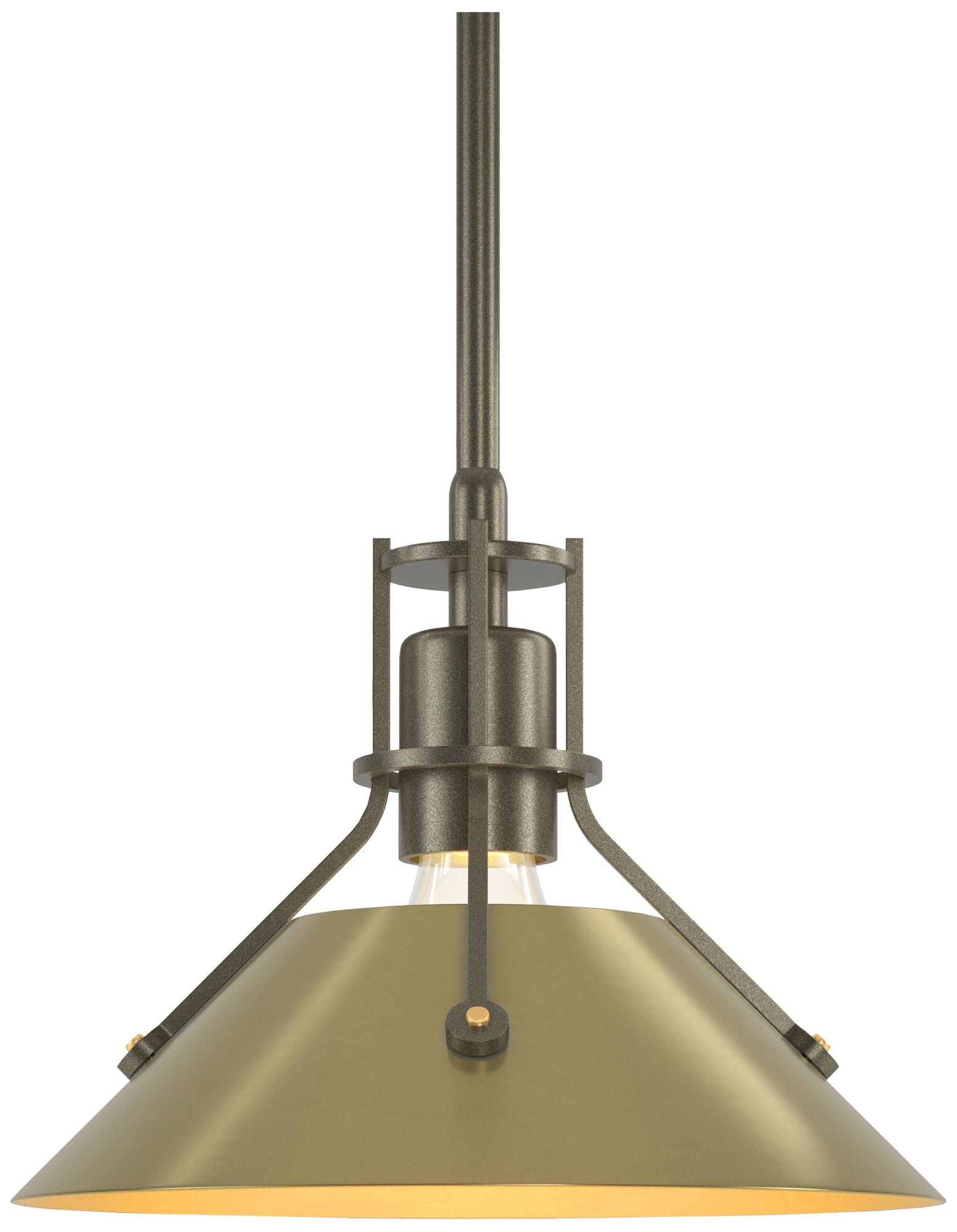 Henry 9.2" Wide Modern Brass Accented Soft Gold Mini-Pendant
