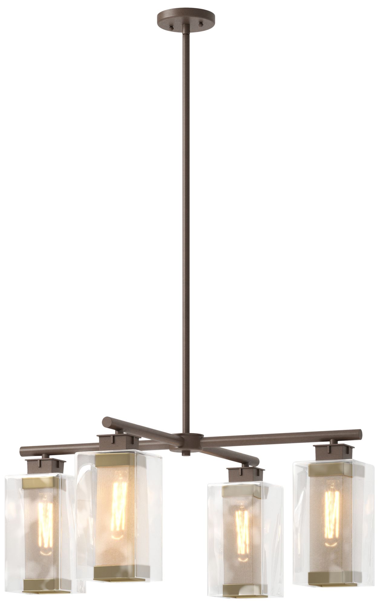 Polaris 13.4"H 4-Light Gold Accented Bronze Outdoor Pendant w/ Clear S