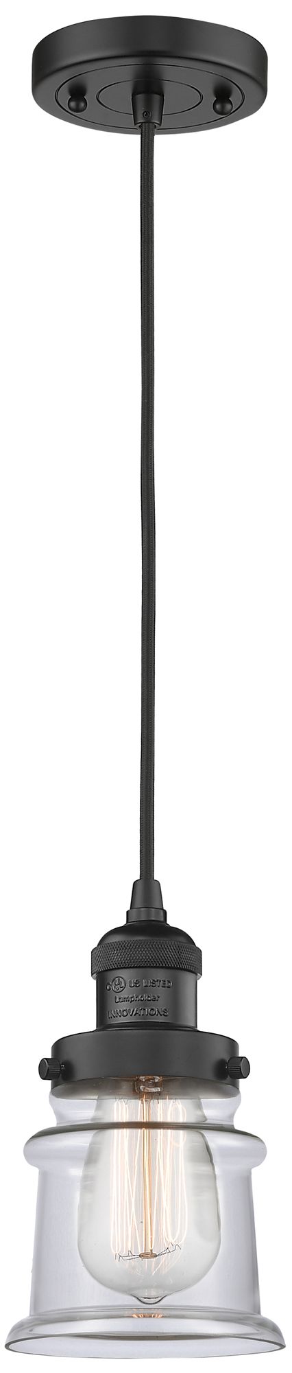 Franklin Canton 5" Matte Black Corded Mini Pendant w/ Clear Shade