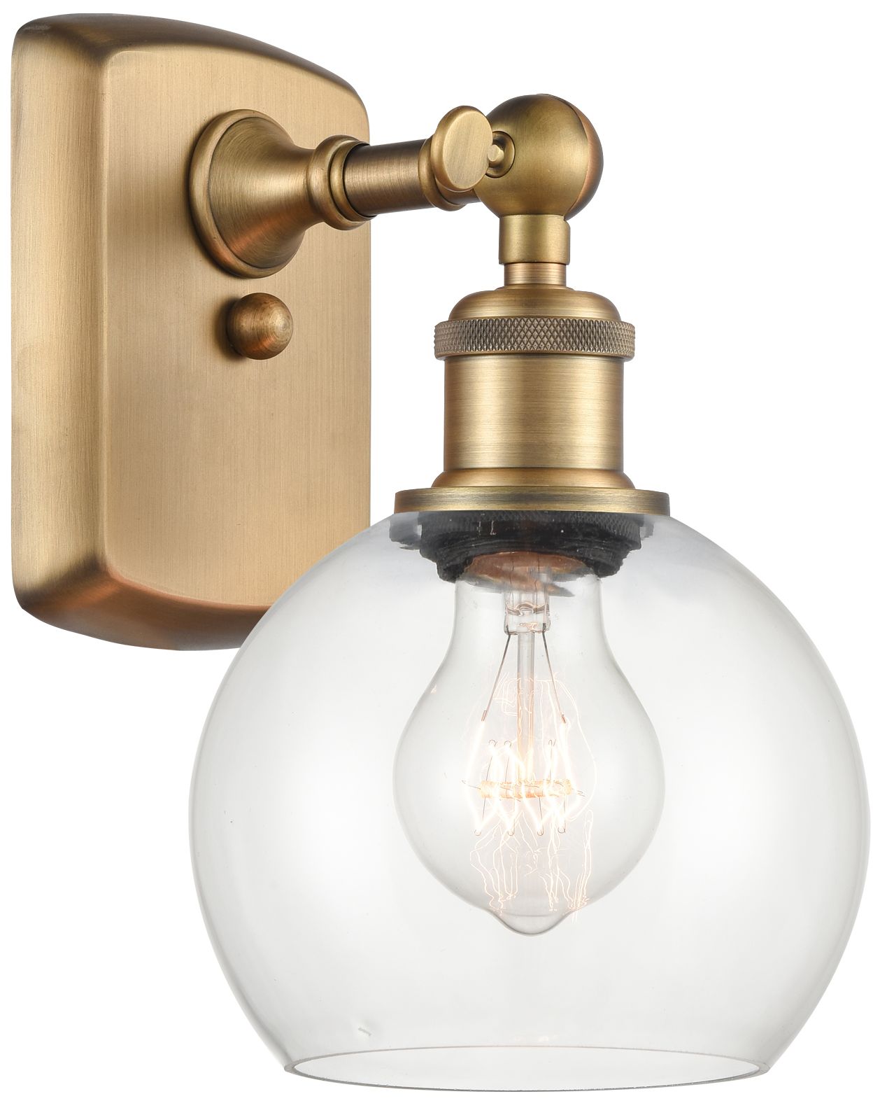 Athens 6" LED Sconce - Brass Finish - Clear Shade