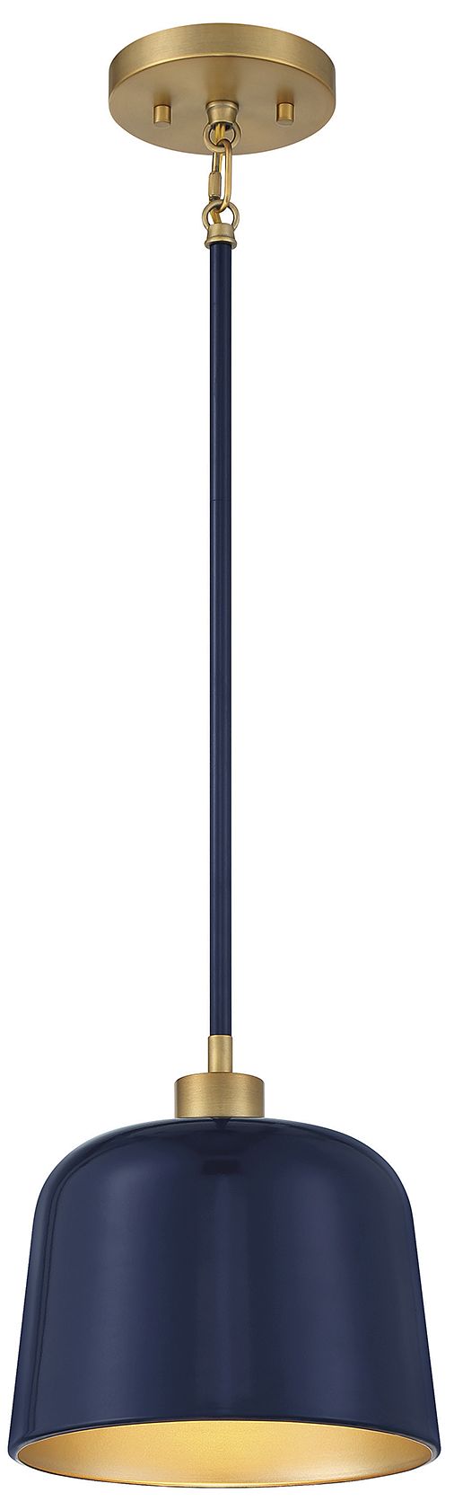 Savoy House Meridian 9" Wide Navy Blue with Natural Brass 1-Light Pend