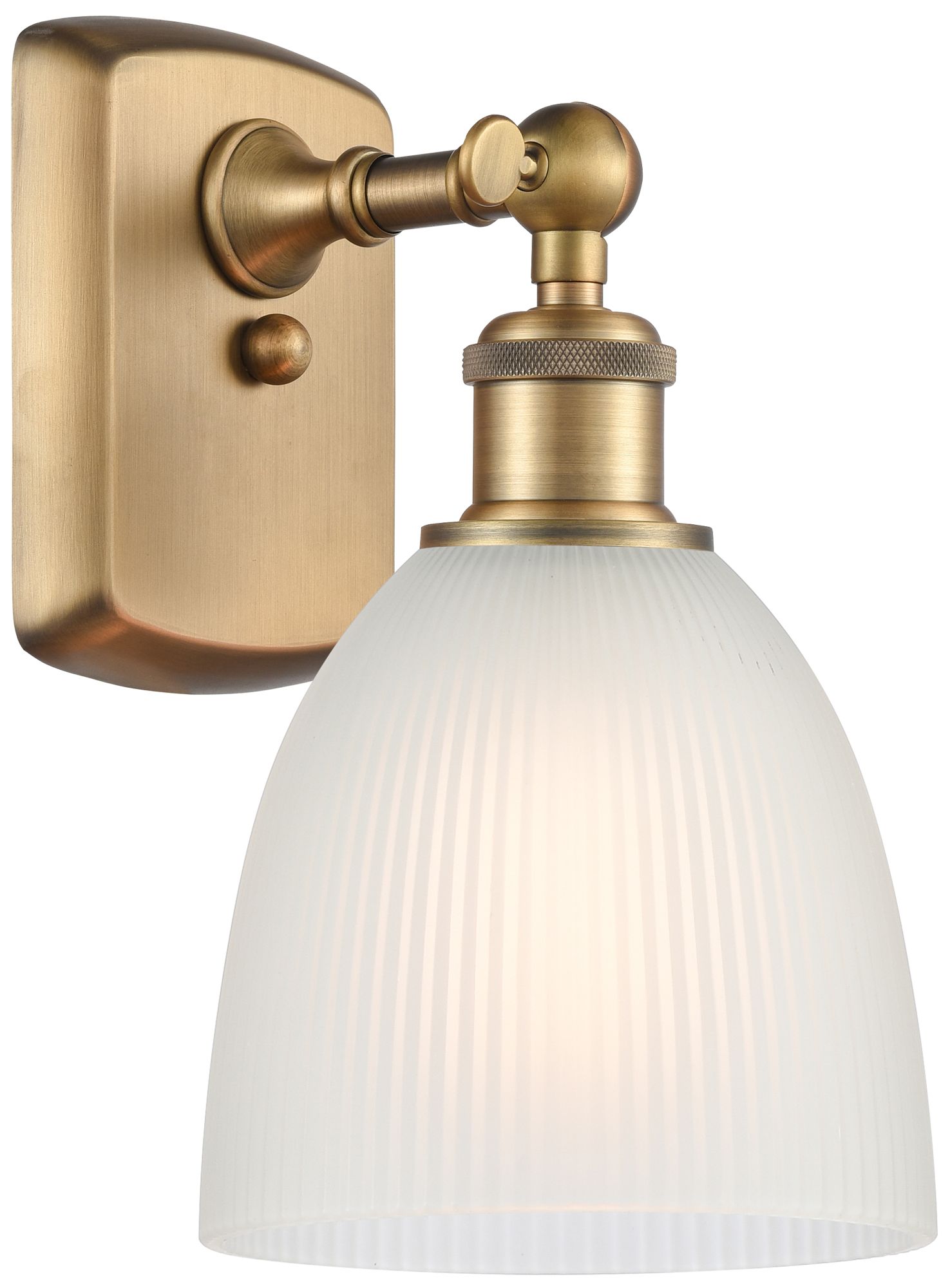 Castile 11" High Brushed Brass Sconce w/ White Shade