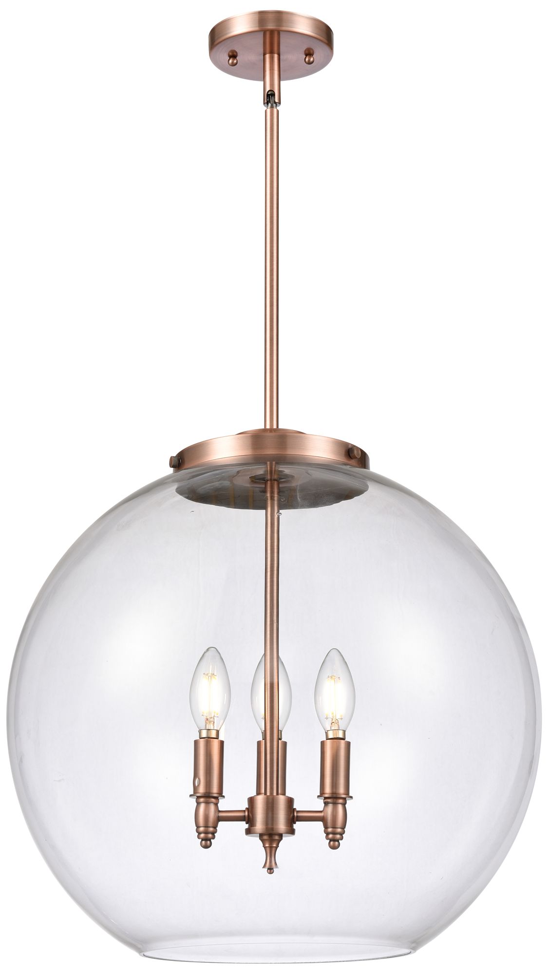 Athens 18.38" 3 Light Copper LED Pendant w/ Clear Shade