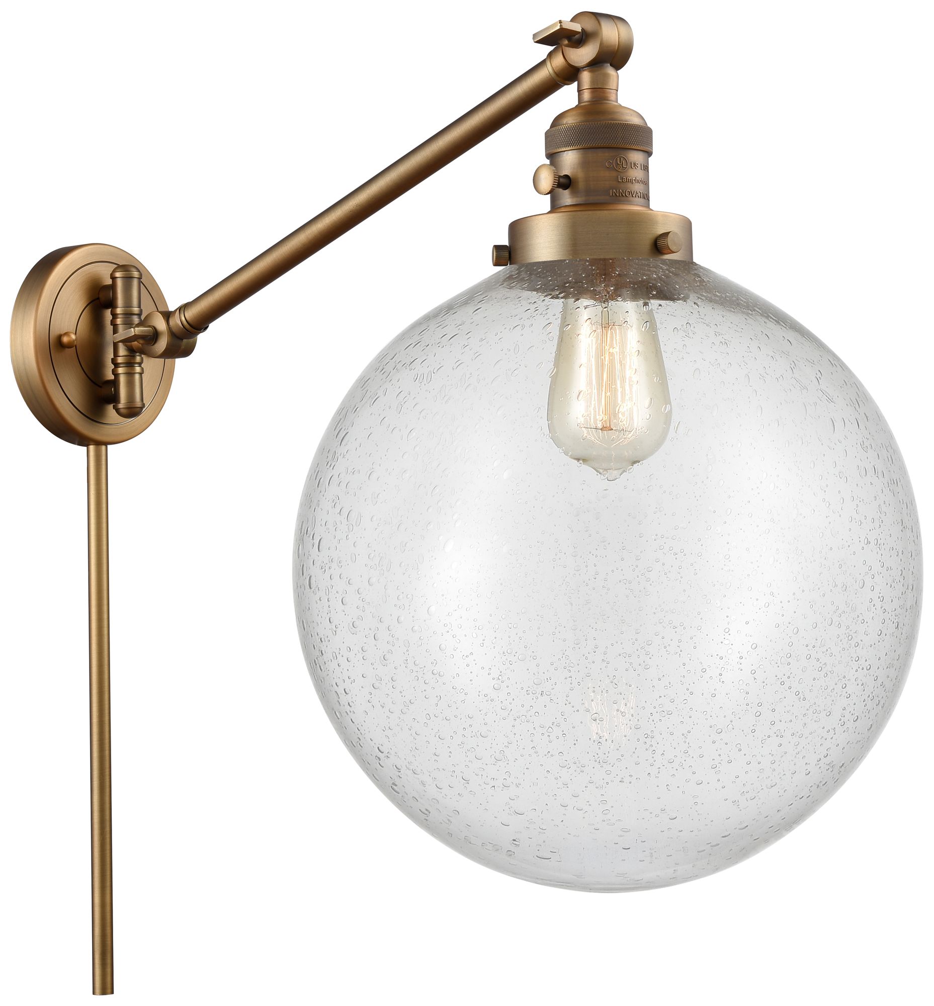 Beacon 12" Brushed Brass LED Swing Arm With Seedy Shade