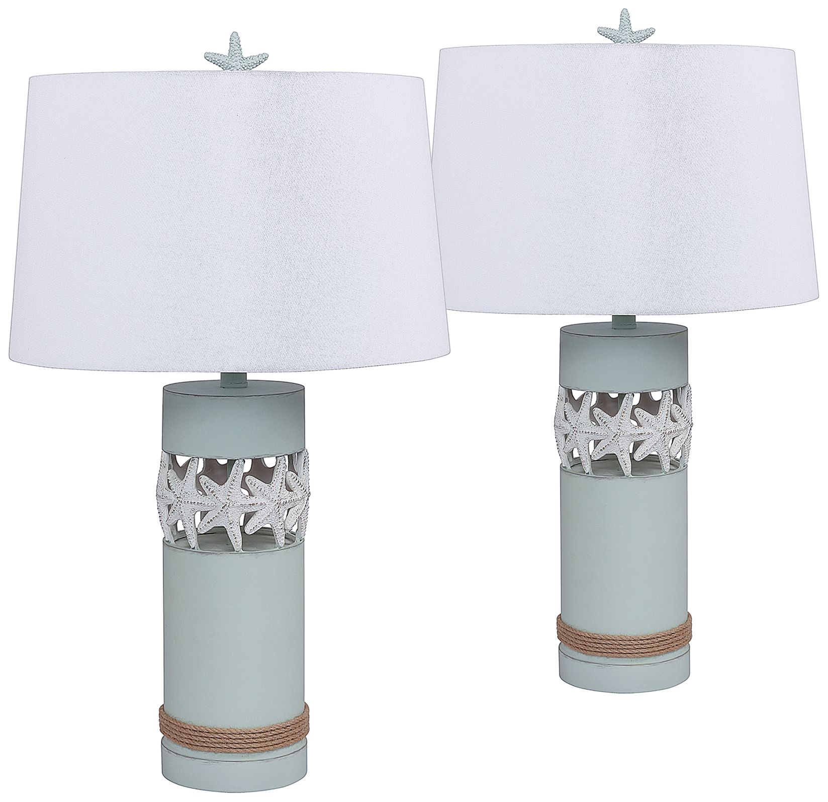 Antigua Sage Starfish Column Table Lamps Set of 2