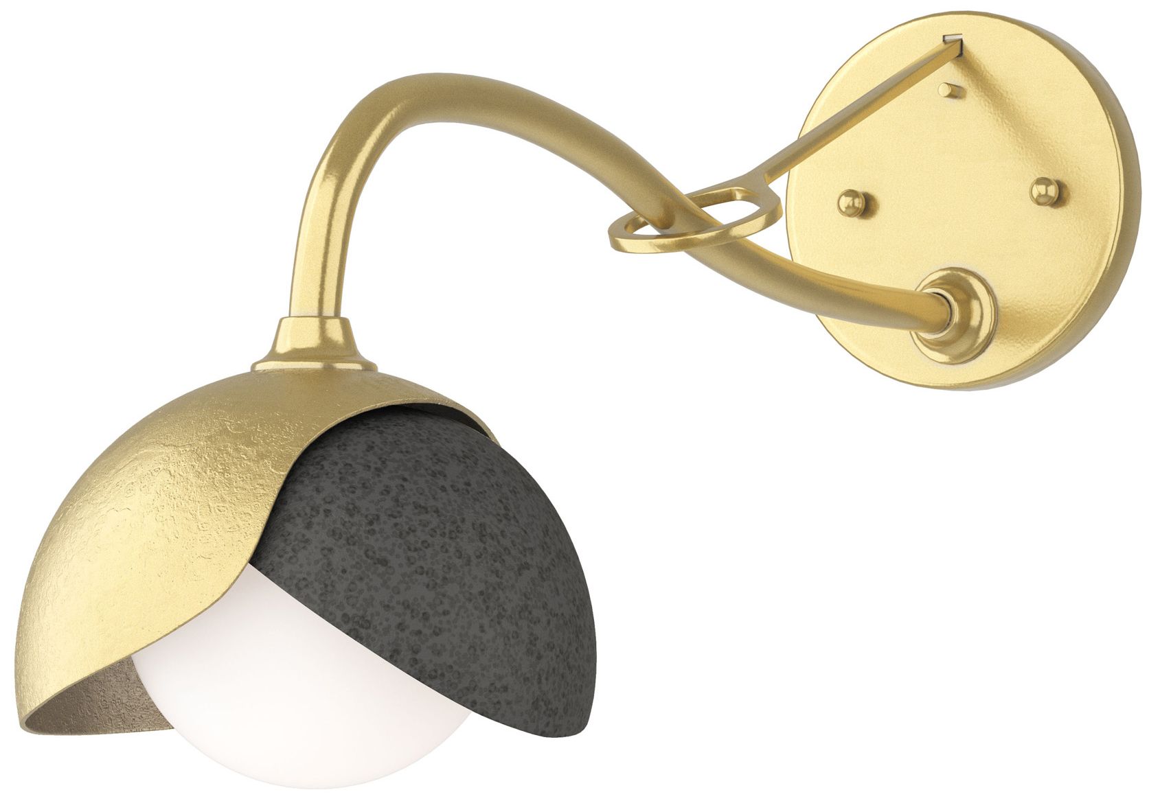 Brooklyn 1-Light Double Shade Sconce - Modern Brass - Iron - Opal Glass
