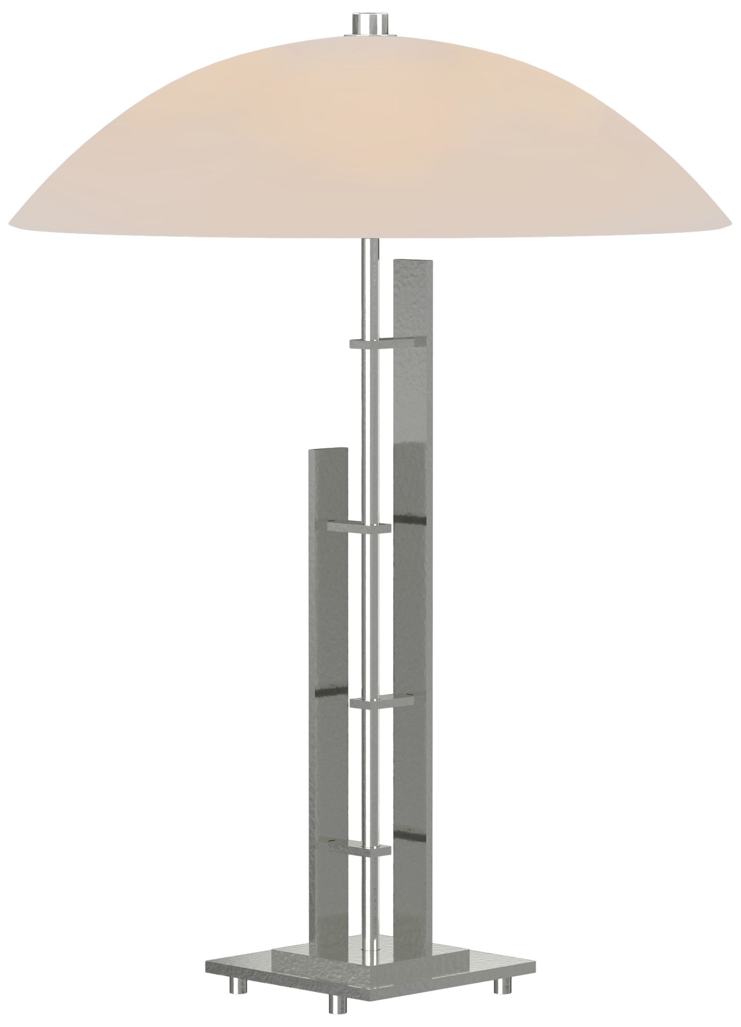 Metra 18.25" High Sterling Double Table Lamp With Opal Glass Shade