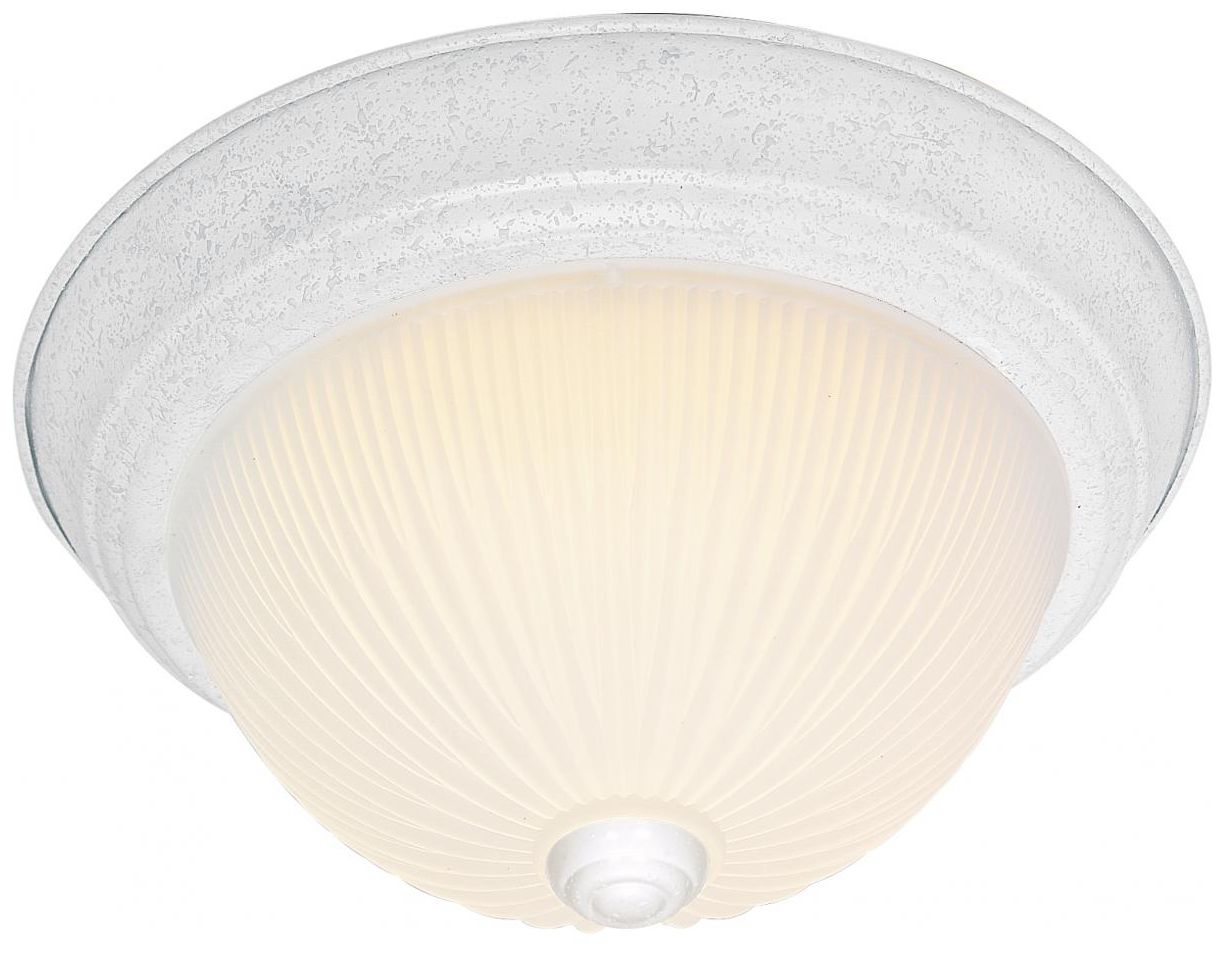 2 Light - 13" Flush with Frosted Ribbed - Textured White Finish