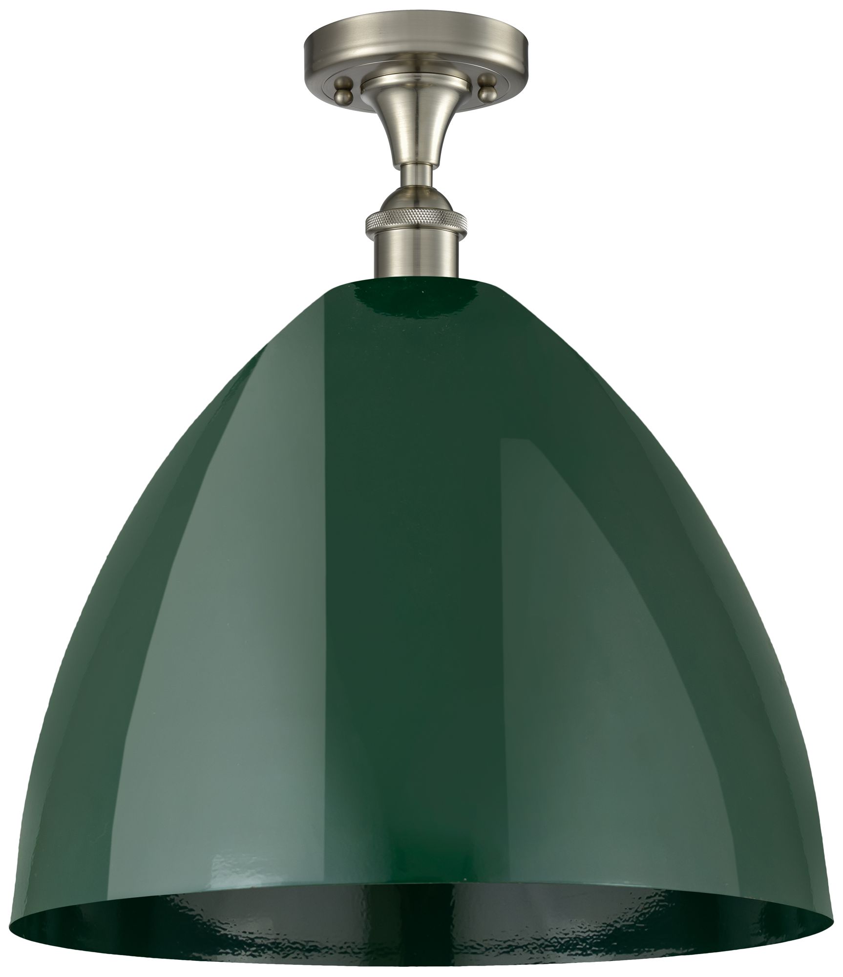 Plymouth Dome 16" Wide Brushed Satin Nickel Semi Flush Mount w/ Green