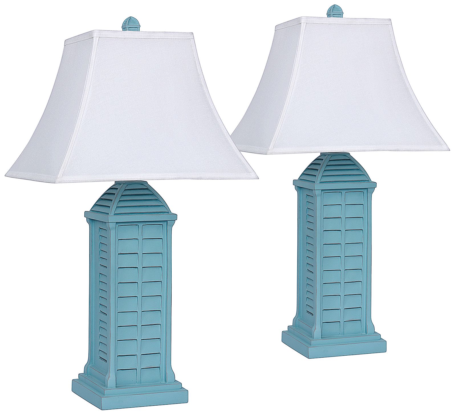Antigua Blue Tower Table Lamps Set of 2