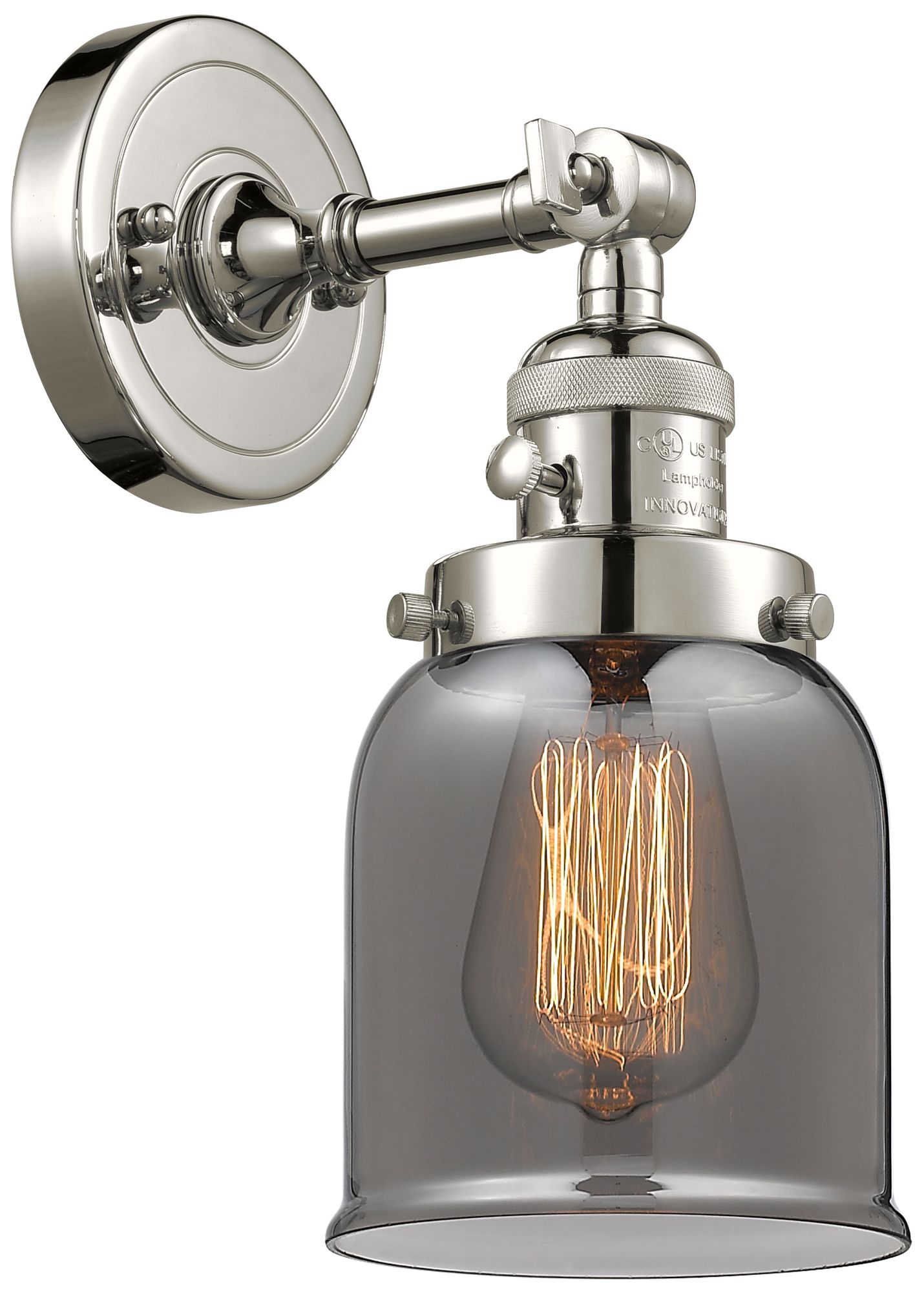 Bell 5" Polished Nickel Sconce w/ Plated Smoke Shade