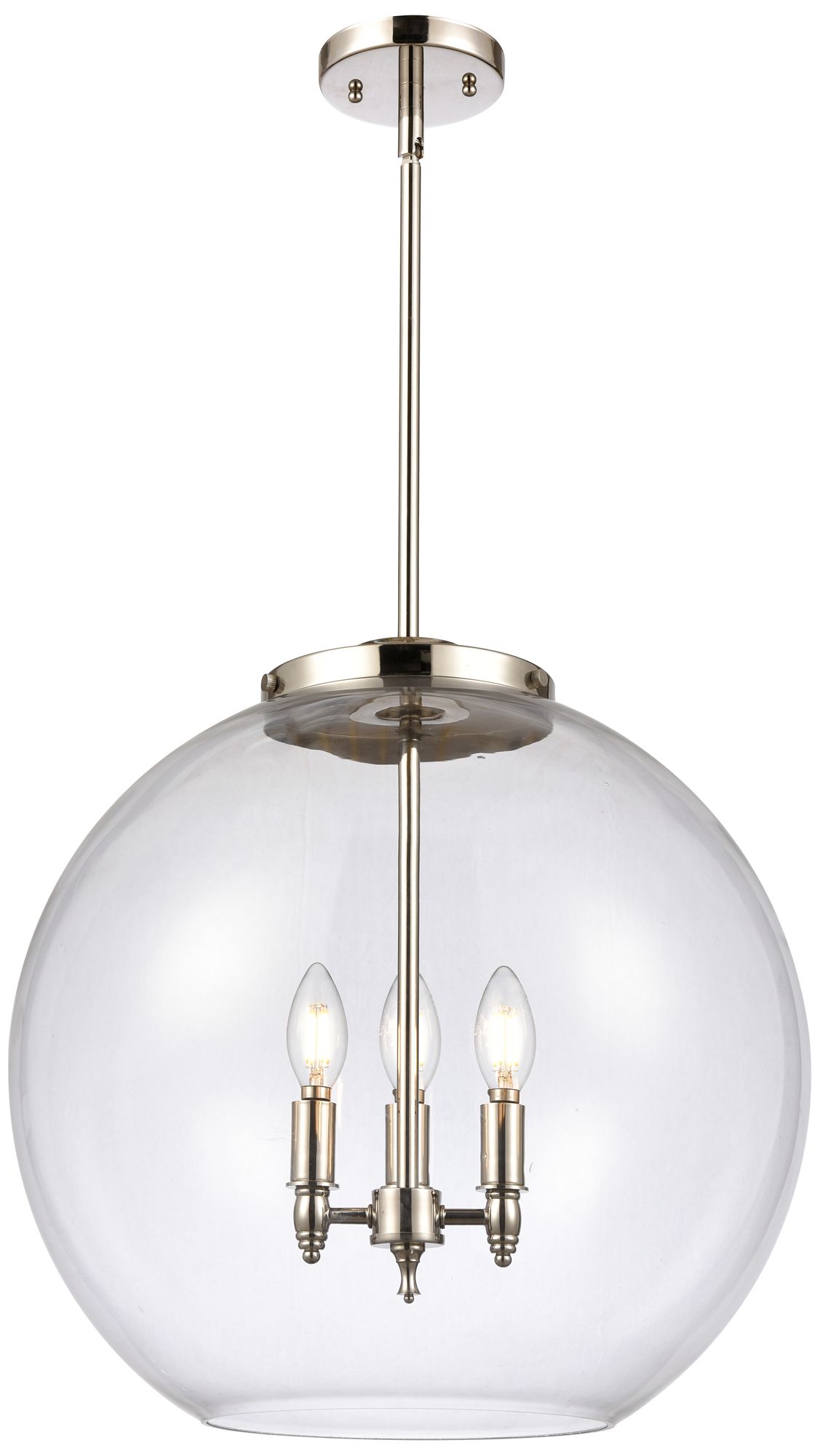 Athens 18.38" 3 Light Nickel LED Pendant w/ Clear Shade