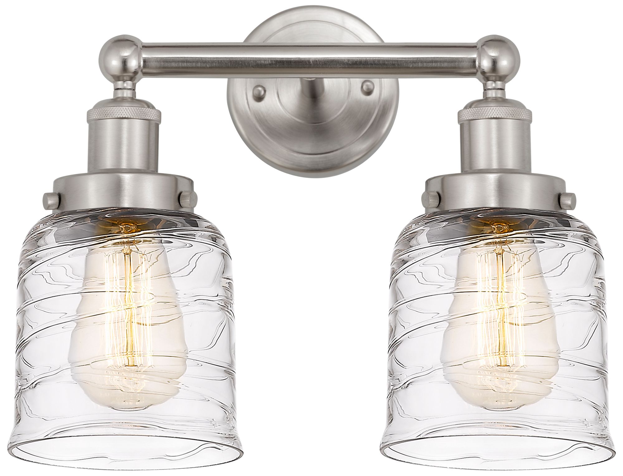 Edison Small Bell 16" 2-Light Brushed Satin Nickel Bath Light w/ Deco