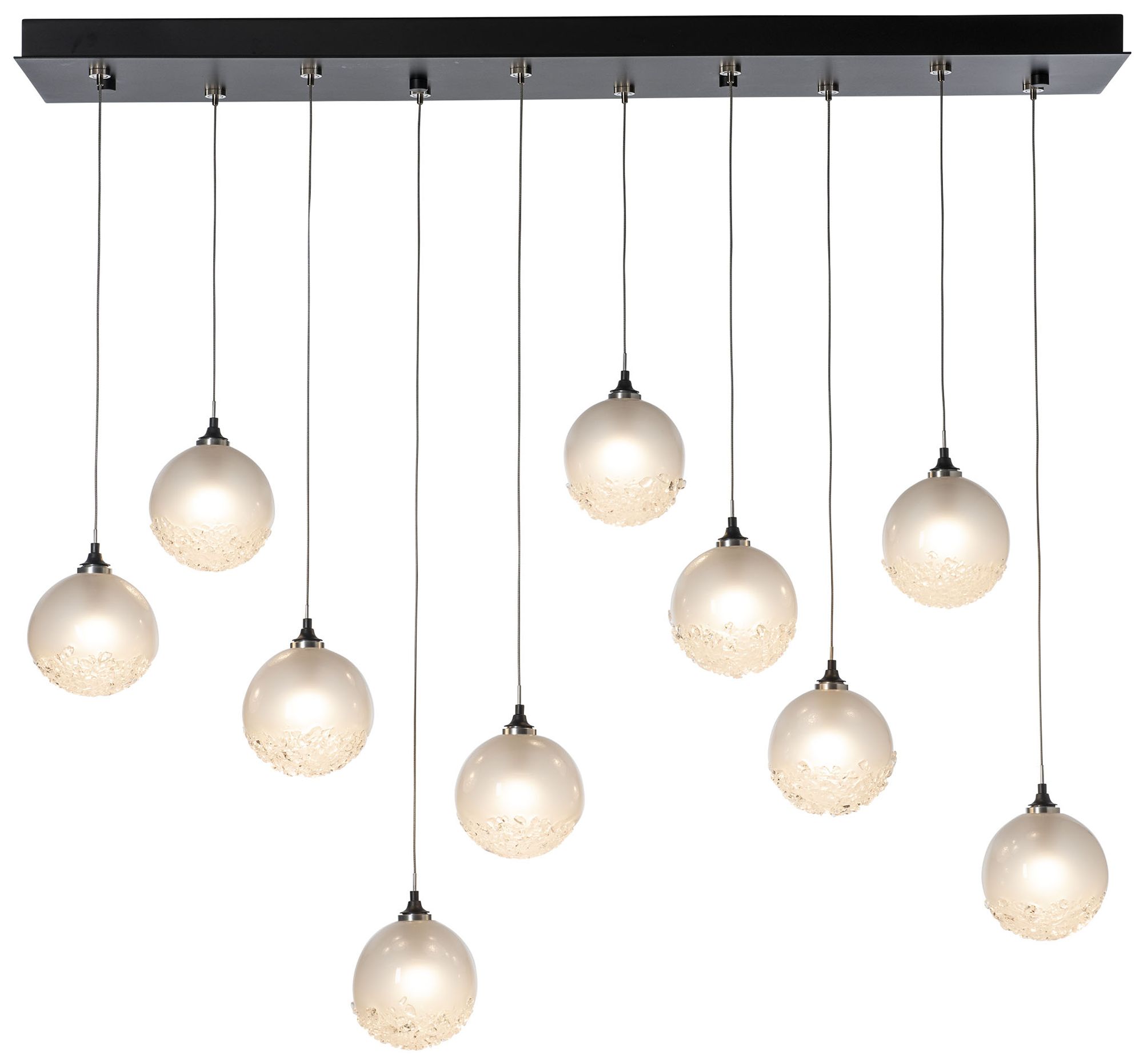 Fritz 9.4" Wide 10-Light Black Globe Pendant With Frosted Glass