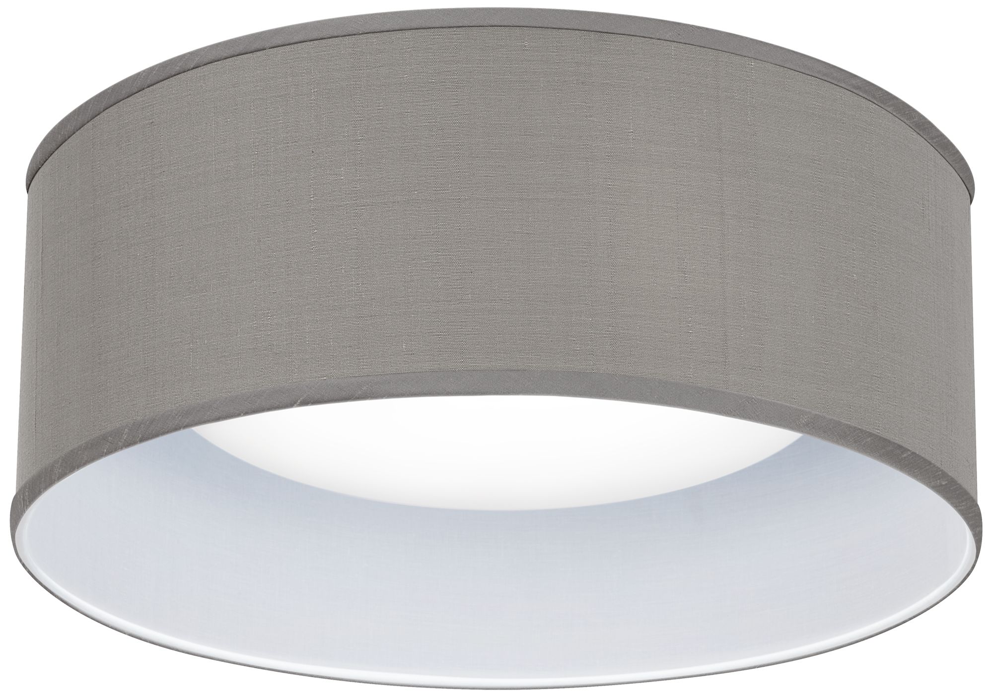 Levine Gray Faux Silk Flushmount 14"W White LED Ceiling Light