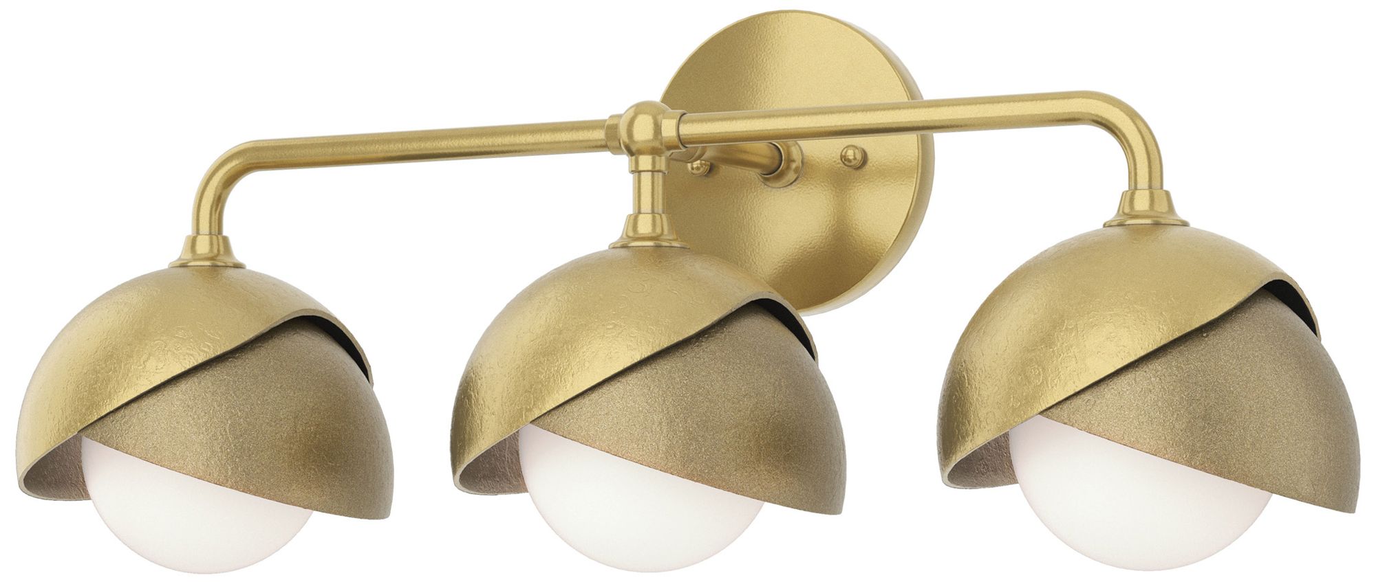 Brooklyn 3-Light Double Shade Sconce - Modern Brass - Gold - Opal Glass