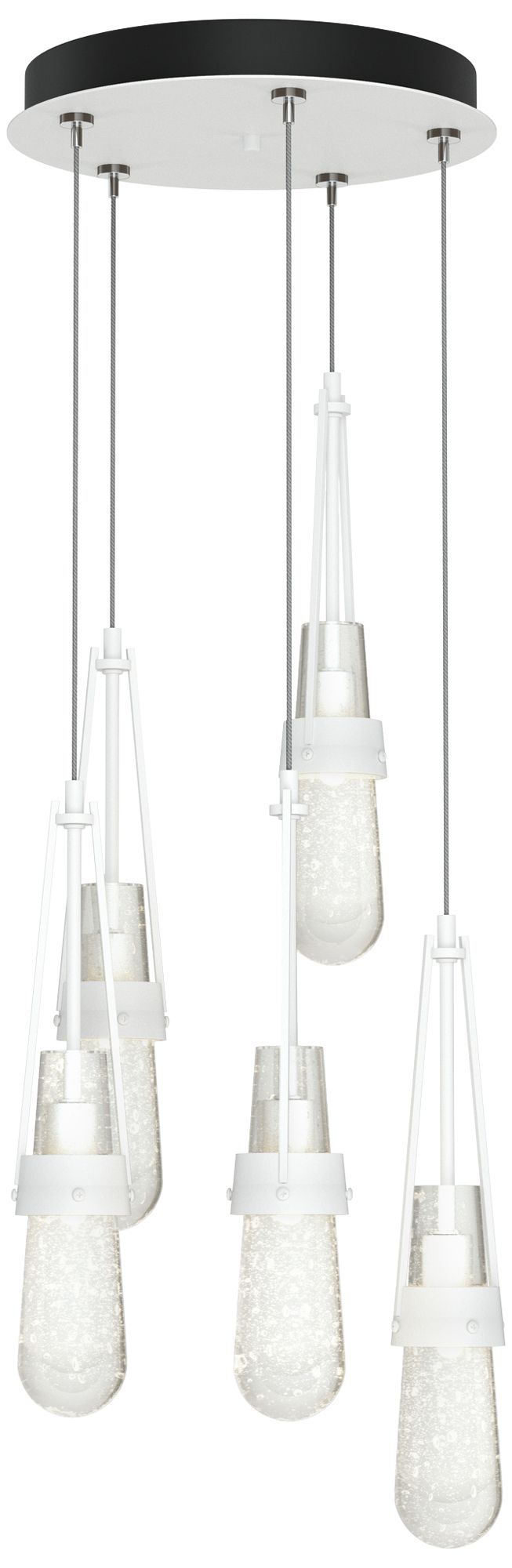 Link 13" Wide 5-Light White Standard Pendant With Bubble Glass Shade