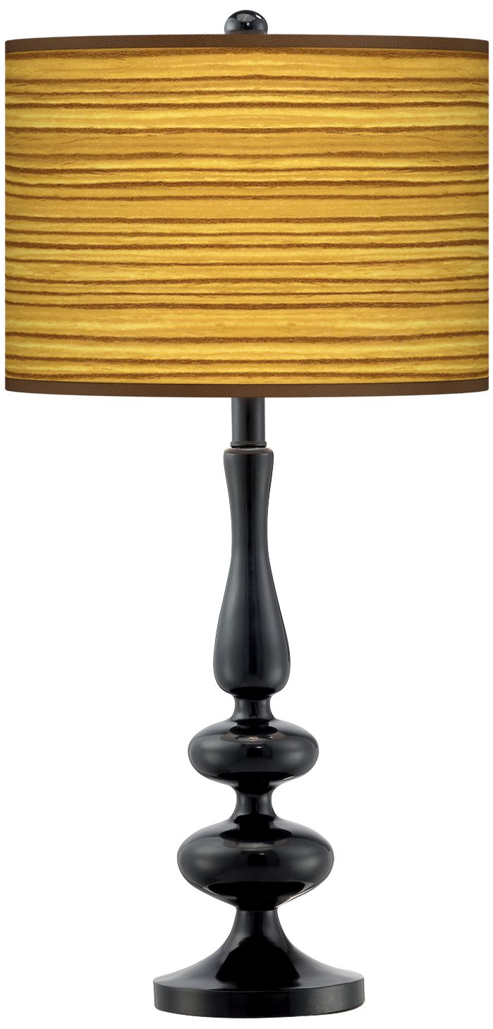 Tawny Zebrawood Giclee Paley Black Table Lamp