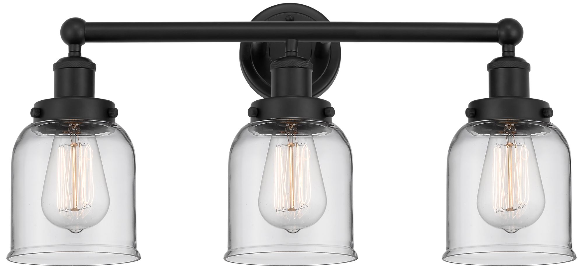 Edison Small Bell 25" 3-Light Matte Black Bath Light w/ Clear Shade