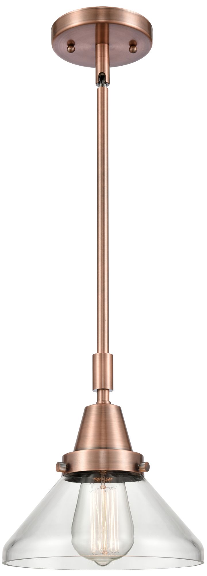 Caden 8" Wide Copper Stem Hung Mini Pendant w/ Clear Shade