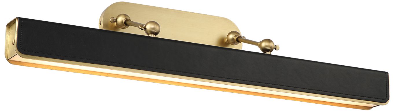 Valise 31 1/2" Wide Brass Tuxedo Leather LED Picture Light