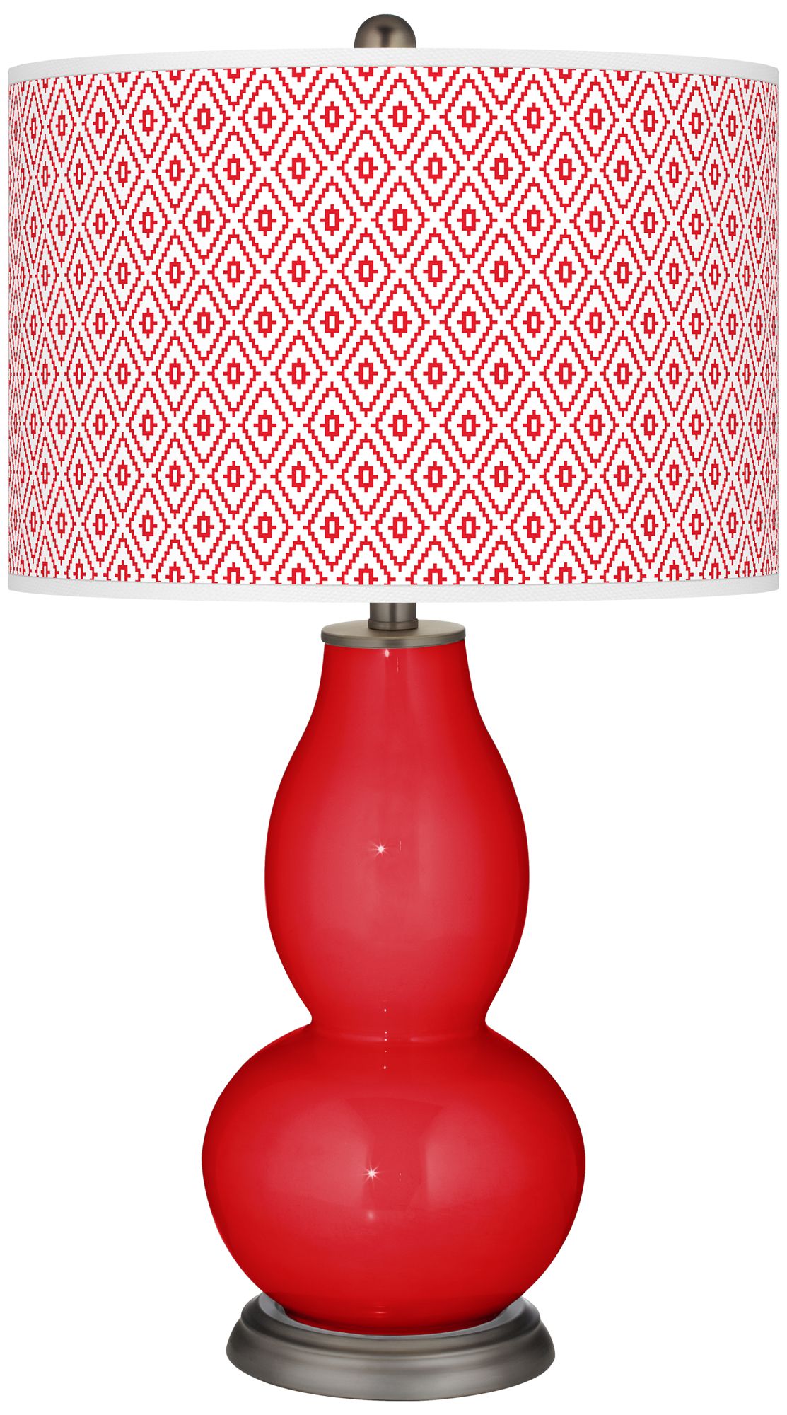 Bright Red Diamonds Double Gourd Table Lamp