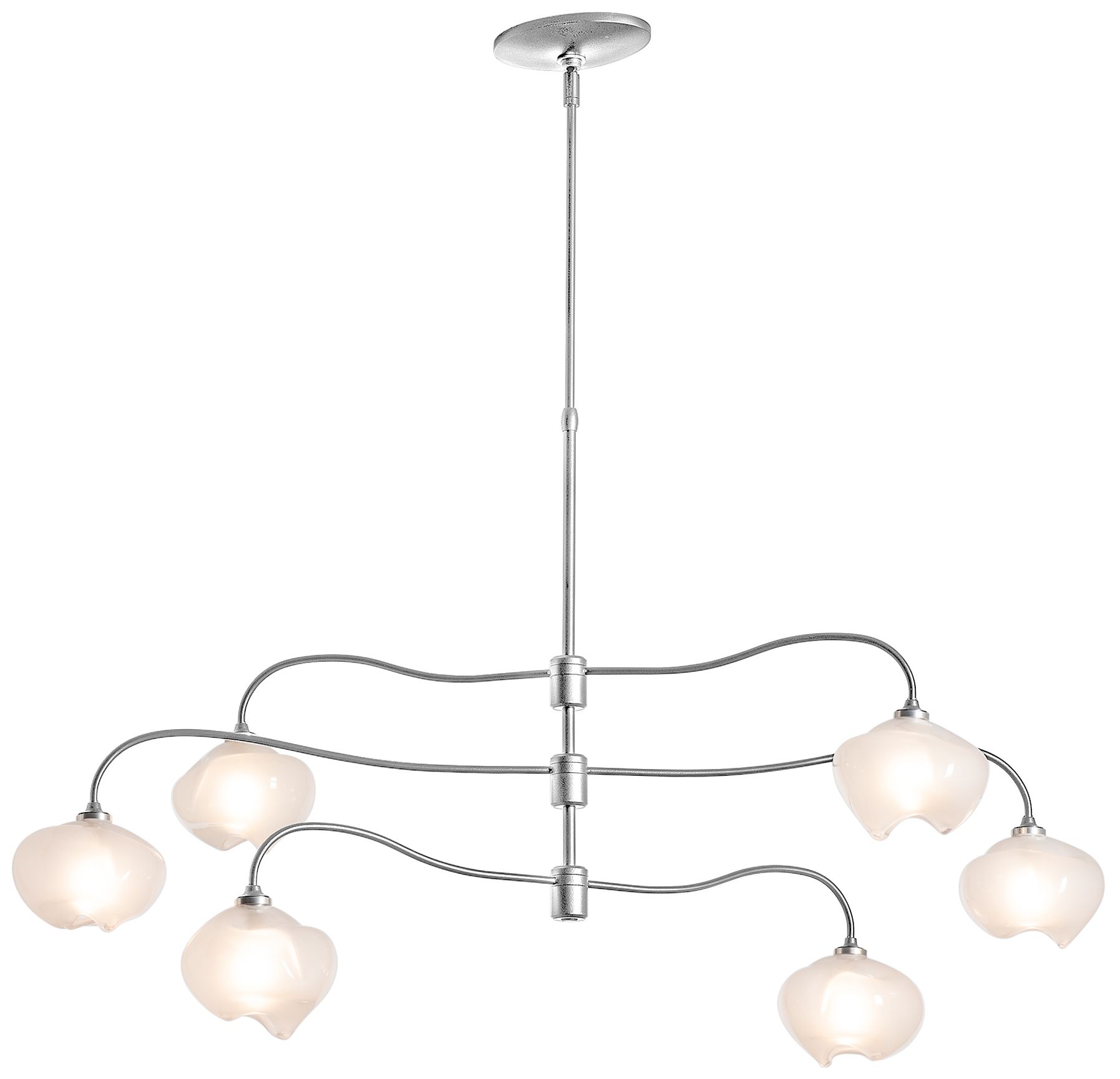Ume 6-Light Pendant - Sterling Finish - Ume Frosted Glass - Standard Height