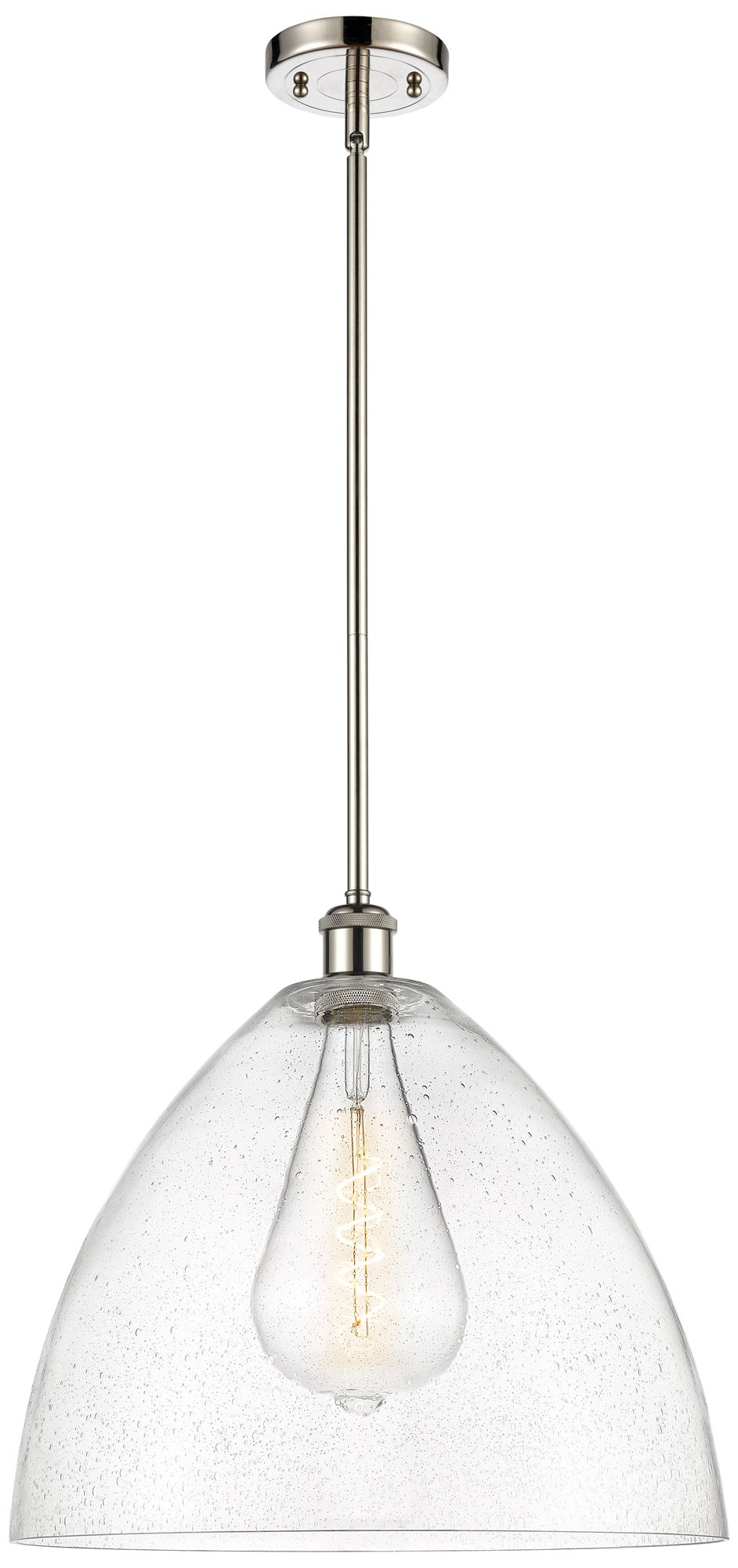 Bristol Glass 16" Polished Nickel Pendant With Seedy Shade