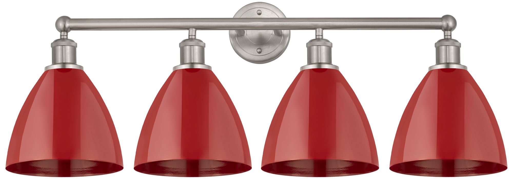 Plymouth Dome 35" 4-Light Brushed Satin Nickel Bath Light w/ Red Shade