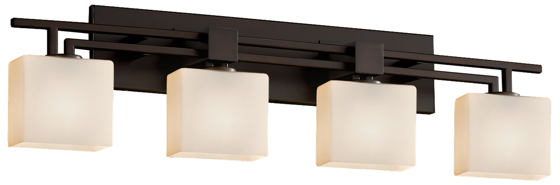 Fusion - Aero 4-Light LED Rectangular Bath Bar - Opal - Bronze