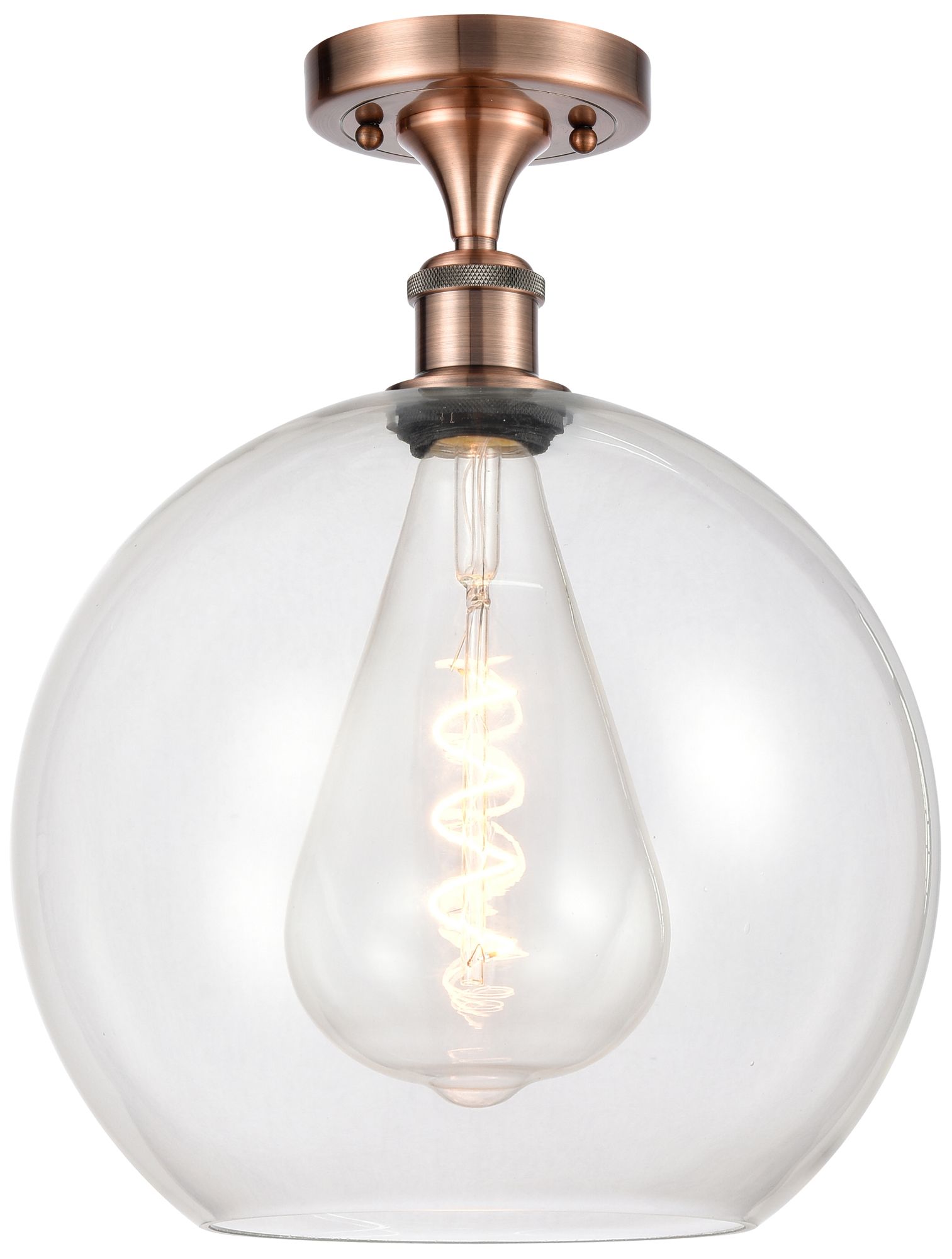 Athens  12" LED Semi-Flush Mount - Antique Copper - Clear Shade
